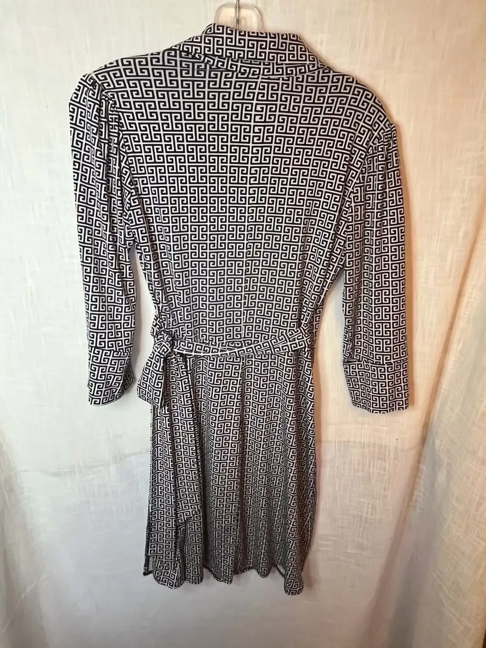 Laundry by Shelli Segal Greek Key Print Wrap Dress Size S career office modest - Picture 4 of 7